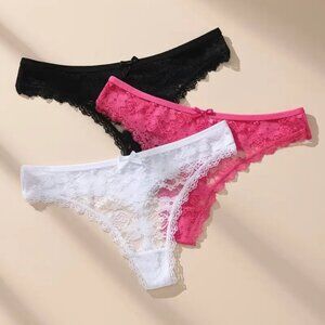 3 PAIR WOMENS LACE SEMI TRANPARENT BRIEFS SIZE 8/10